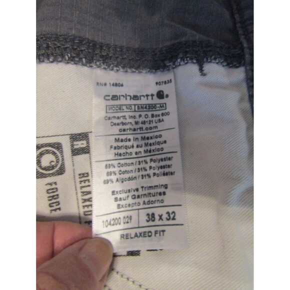 Carhartt Cargo Work Pants Force Grey Relaxed Fit Ripstop NWOT Mens Size 38 x 32 - Picture 8 of 8
